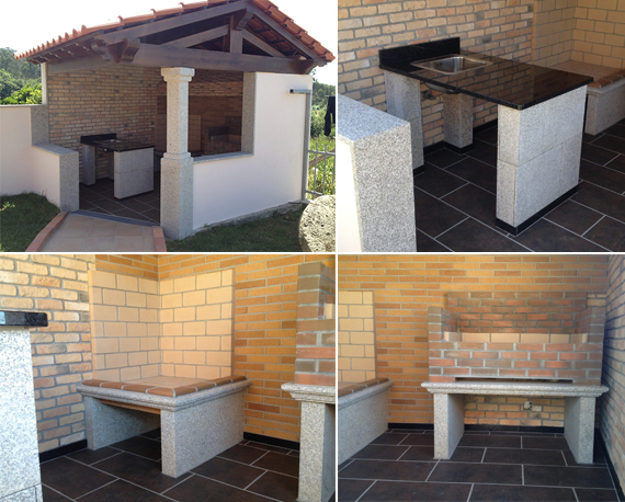 Pilares, bancadas e churrasqueiras