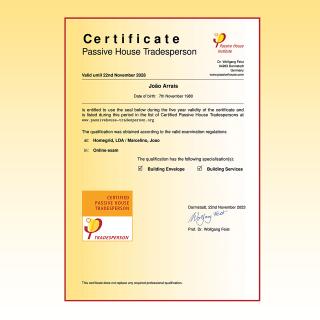 Certicado Passive House Tradesperson