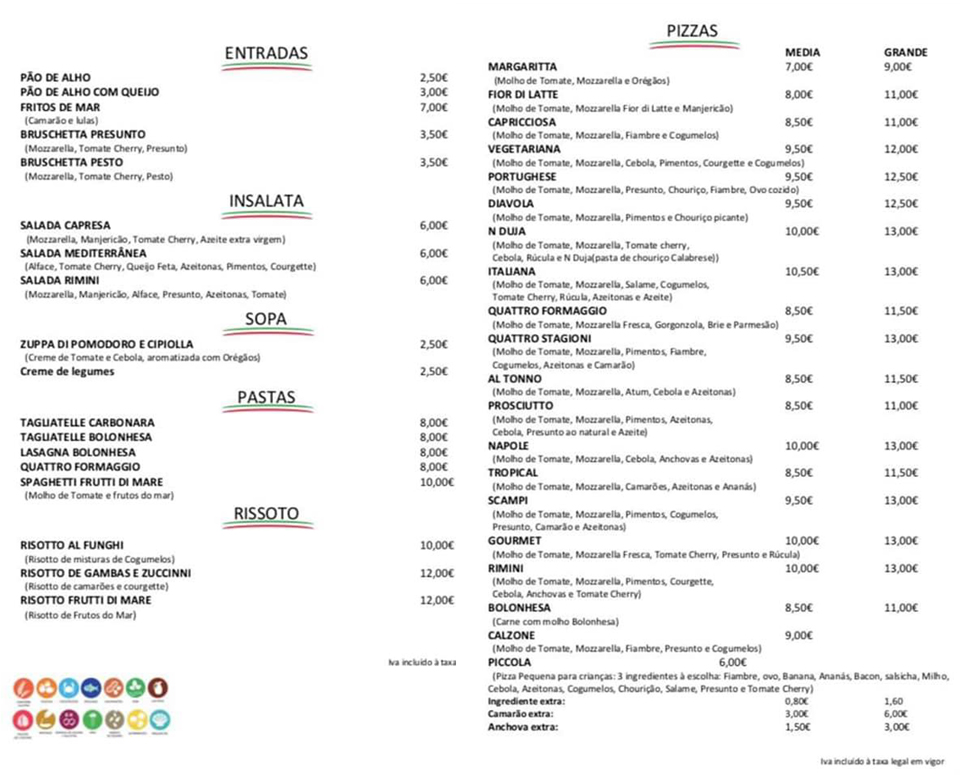 Menu Rimini