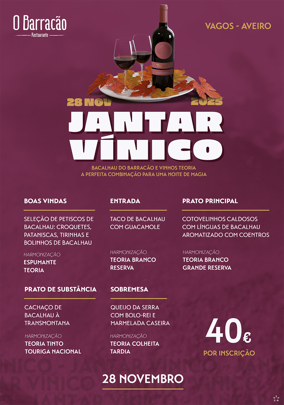 Ementa Jantar Vinico